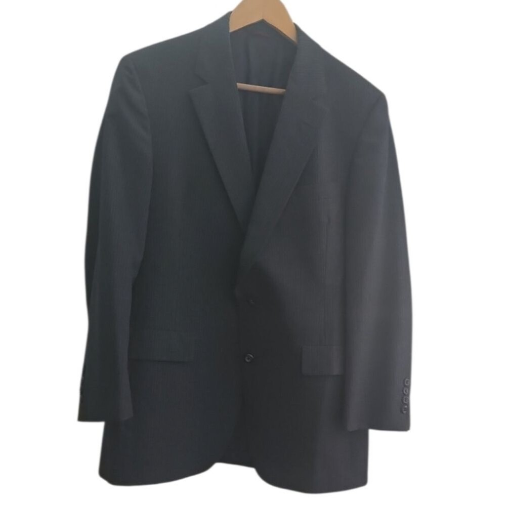Hart Schaffner Marx Wool Blazer Men’s 40R Navy Pinstripe Made USA Suit Coat